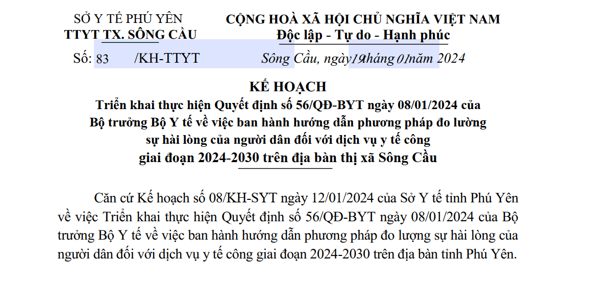 Kế hoạch triển khai thực hiên Quyết định số 56/QĐ-BYT ngày 08/01/2024 của Bô trưởng Bộ Y tế